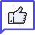 Speech bubble with a thumbs up icon